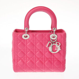CHRISTIAN DIOR Lady Cannage Pink Leather Handbag